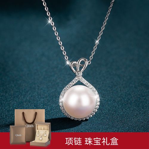 淡水珍珠项链女锁骨链颈链纯银送气质妈妈款长辈单颗