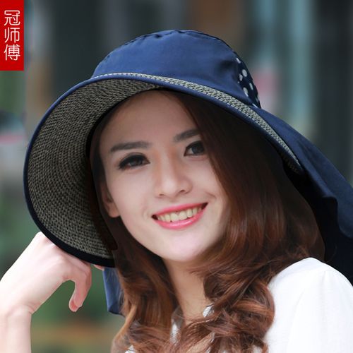 女士遮阳帽折叠太阳帽子女夏天防紫外线骑车大沿防晒沙滩帽女海边