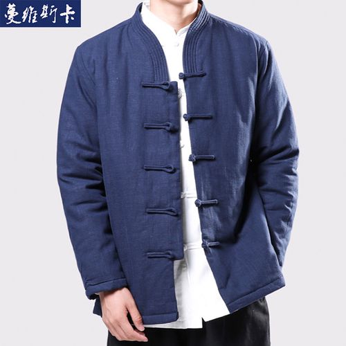 冬季男士唐装夹棉加厚中国风棉麻保暖中式棉衣男汉服宽松大码棉袄