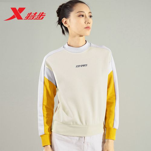 特步卫衣女装2021秋季新款圆领运动服上衣女士潮流休闲套头衫