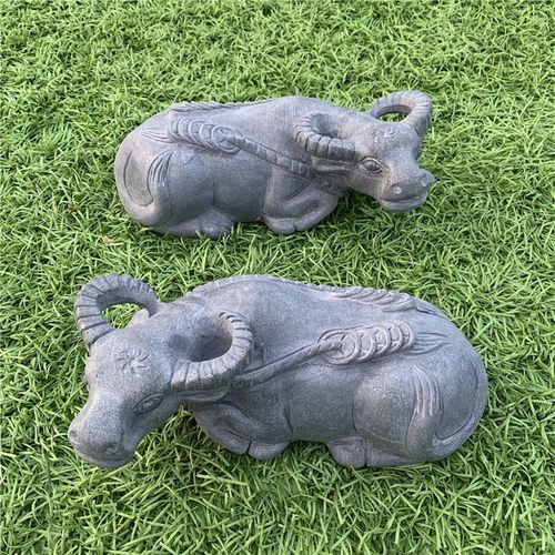 石雕牛摆件石牛青石牛石卧牛石材雕刻工艺品石头家居客厅装饰石牛