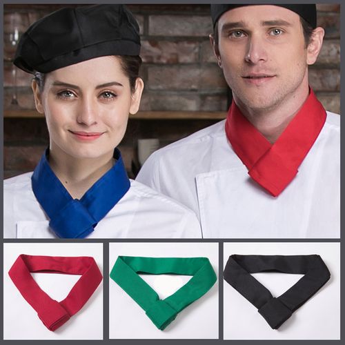 厨师领巾汗巾围脖围巾红色黑色条纹厨师工作领结餐厅厨房男女配饰