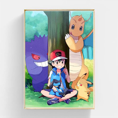 宠物小精灵  宝可梦 动漫周边diy数字油画减压手绘填色卧室装饰画