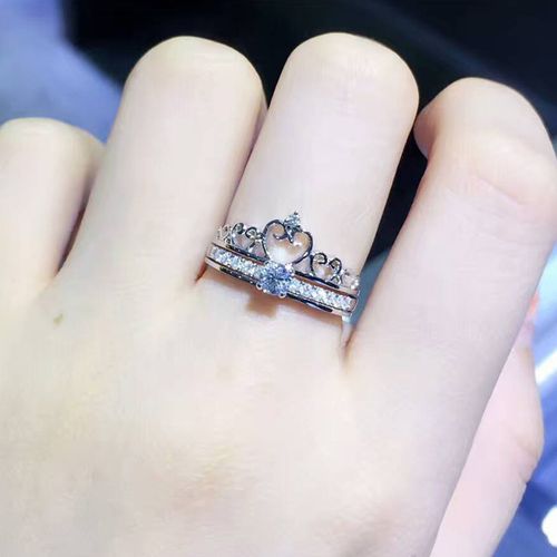18k白金gia30分钻石皇冠戒指彩金铂金钻戒求婚结婚砖戒婚戒女正品
