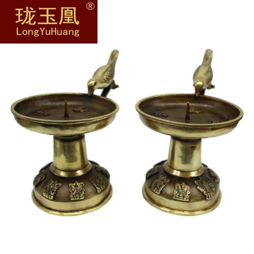 珑玉凰铜器纯铜烛台黄铜蜡台铜鸟类烛台家居装饰工艺品摆件