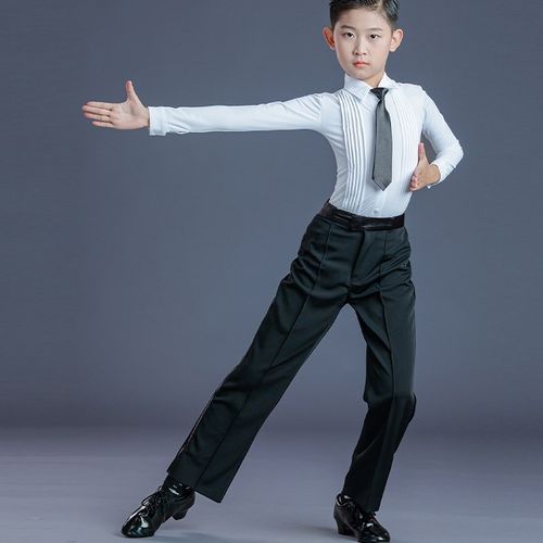 新少儿男士舞蹈服装舞蹈练功服拉丁舞服舞蹈裤演出服比赛服表演服