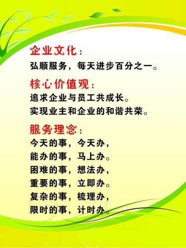 海报印制335岗位069制度版面岗位职责企业文化核心价值观服务理念