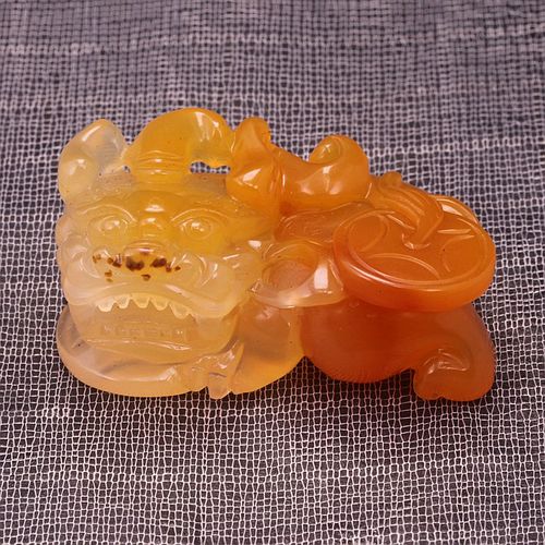 龙陵石缘正品云南天然黄龙玉貔貅挂件 a货 玉石阴阳眼 守财古兽