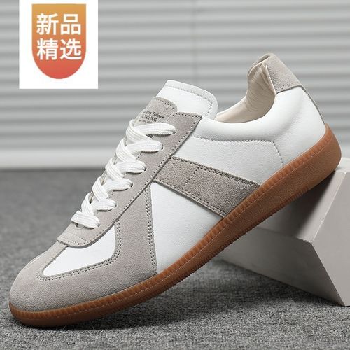 训练鞋新款2021男鞋季低帮男潮流百搭运动鞋子德式复古训练潮鞋 白色