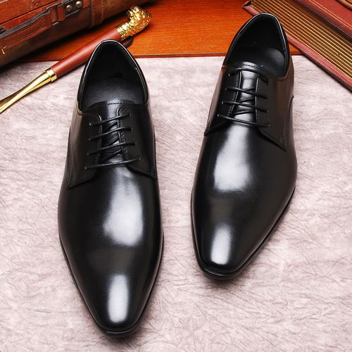 爱琴海男鞋英伦风欧版修长尖头皮鞋男真皮商务正装德比鞋新郎婚鞋