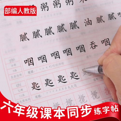 小学生六年级上册下册练字帖人教版语文英语课本同步练字帖部编人教版