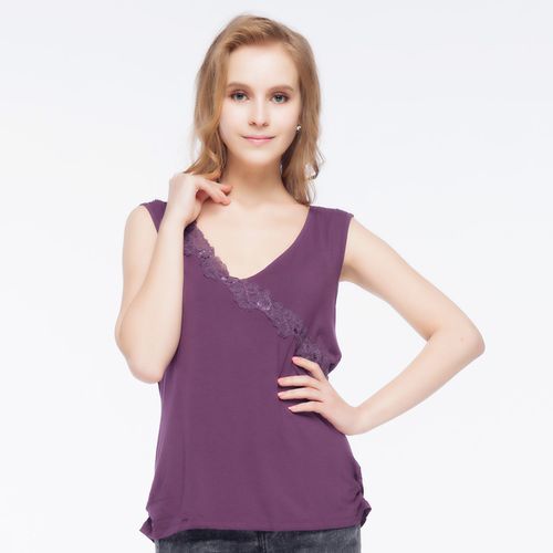 简约v领莫代尔花边背心女士打底背心舒适透气百搭