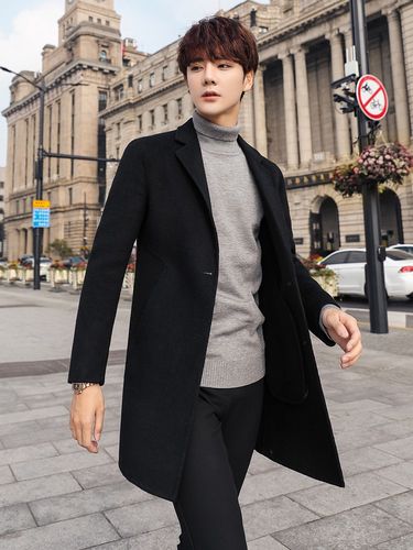 男士双面羊绒大衣中长款韩版青年秋冬季加厚妮子风衣