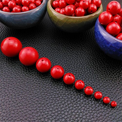 朱砂圆珠散珠 diy手工制作配件隔珠散料半成品朱砂手链散珠子圆珠