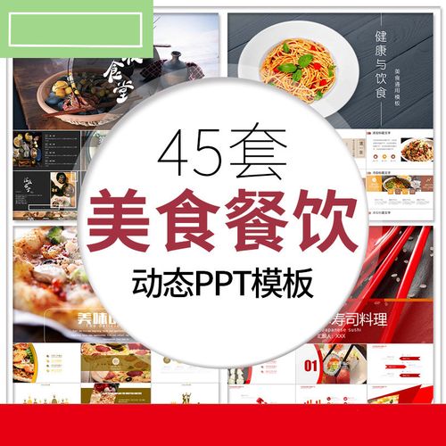 中西餐饮美食动态ppt模板 面条牛排火锅日料酒店食品