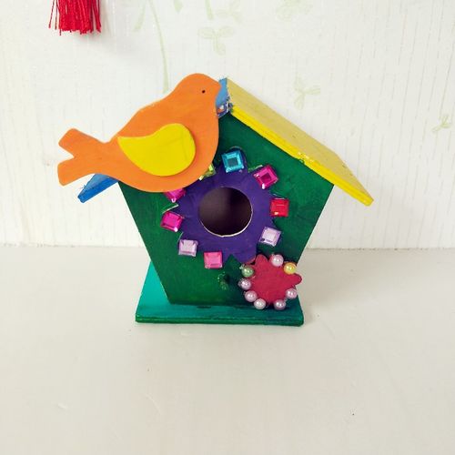 儿童手工diy手工鸟窝木质模具雪花泥 超轻粘土白胚彩泥彩绘白模