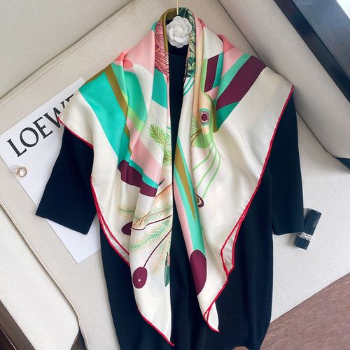 丝巾女百搭春秋90cm仿真丝夏季大方巾披肩护颈空调披肩秋冬季围巾