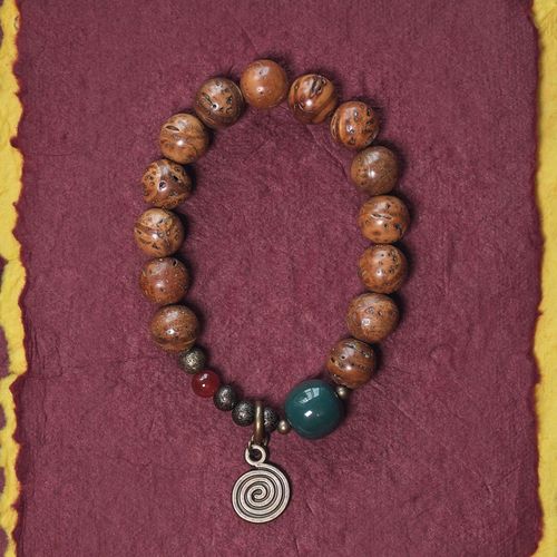 曲尾花原创设计复古凤眼菩提手串男 古老可盘玩收藏单圈手链饰品