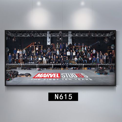 漫威全家福海报挂画十周年合照钢铁侠合影装饰画复仇者联盟4有框 n615