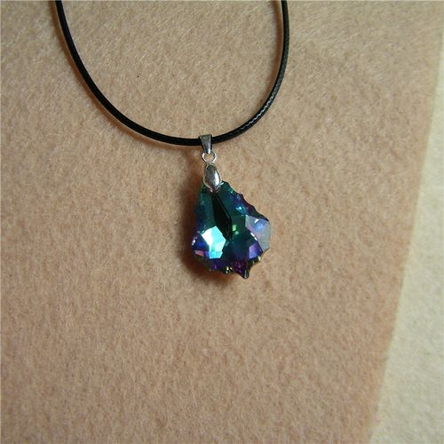 奥地利进口水晶吊坠项链  施家水晶巴洛克枫叶吊坠 持久闪亮包邮