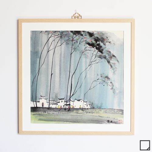 《青·白-9》宋庄画家纯手绘现代简约新中式水墨画装饰画客厅挂画