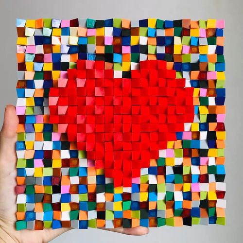 立体心悦爱心积木像素画相框创意女生日礼物diy手工心形拼图拼装