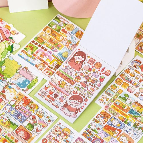 贴纸本硫酸纸少女心日系手绘可爱卡通人物创意素材手帐日记本相册diy