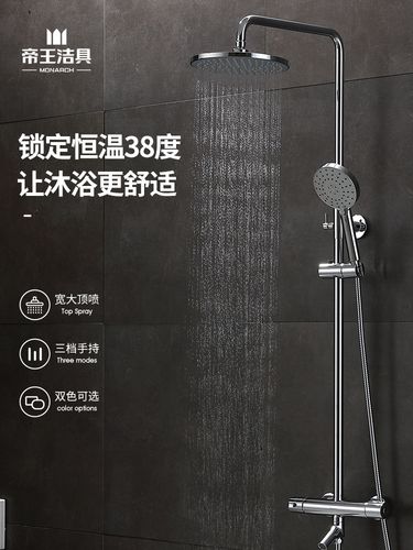 帝王洁具黑色恒温花洒套装家用淋雨喷头卫生间升降