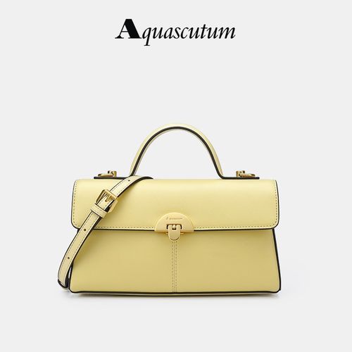 雅格狮丹(aquascutum)手提包女牛剖层牛皮优雅时尚宴会托特包潮流女包