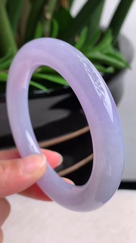 58圈口天然a货翡翠紫罗兰正圈圆条手镯缅甸老坑冰种玉石珠宝首饰