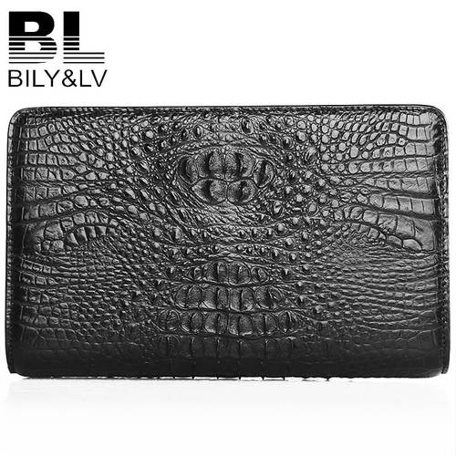 bily&lv真皮手包男鳄鱼皮钱包长款手拿包商务百搭青年手抓包男士