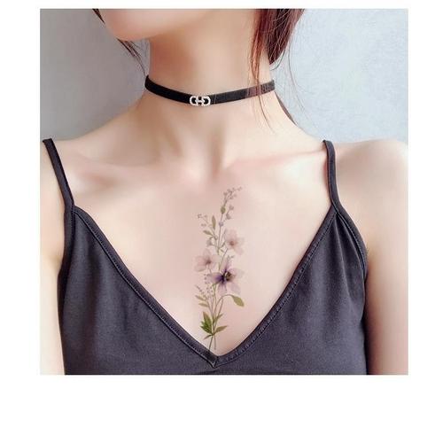 ins风清新纹身贴小花朵图案防水女持久锁骨手臂贴纸