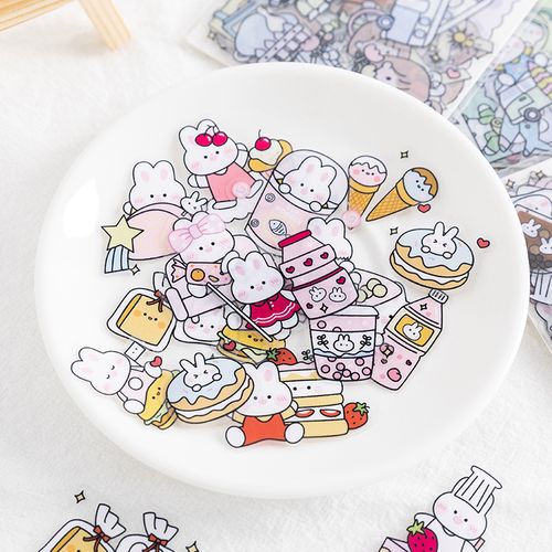 可爱卡通兔子少女心ins风贴纸装饰小图案手机手帐素材pet防水贴画