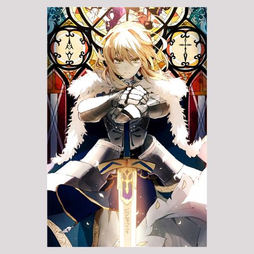 狼天影 fate贞德saber/吾王花嫁动漫海报墙贴纸贴画定制学生宿舍装饰
