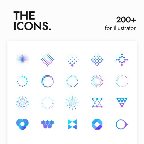 0154几何抽象图标icon矢量ai素材logo科技感渐变点线立体方块按钮