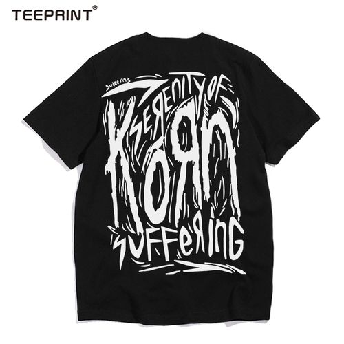 korn乐队摇滚短袖t恤  数码直喷印花透气t恤说唱定制同款纯棉