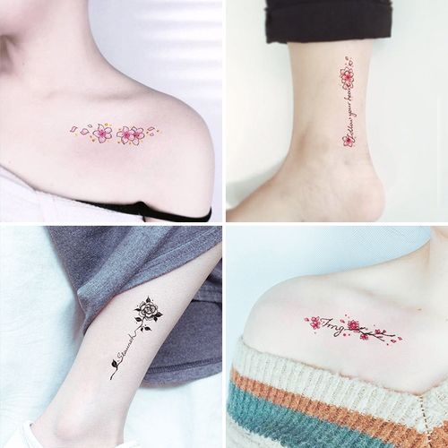 纹身贴纸女遮疤痕小尺寸2021新款文身图案脖子胳膊脚踝ins风持久