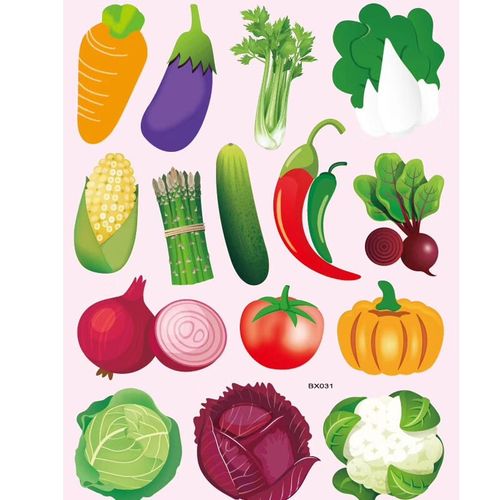 幼儿园静电玻璃贴纸门窗贴装饰儿童卡通静电贴画 卡通蔬菜 30x40cm