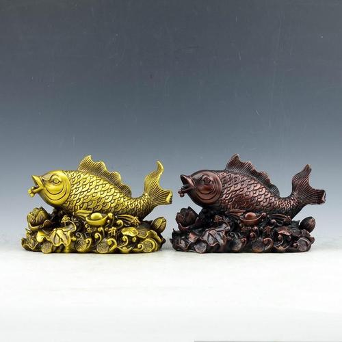纯铜鲤鱼摆件年年有余鱼金龙鱼荷花金钱鱼家居装饰工艺品摆设