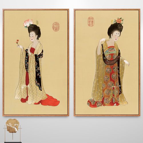 唐代仕女图挂画古风美女画古代人物美人新中式客厅装饰画竖版壁画