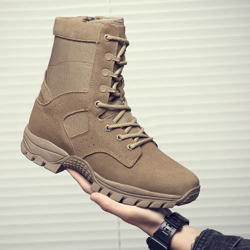新式棕色皮靴国货战术翻毛牛皮马丁靴20式作战户外防水沙漠靴品质定制