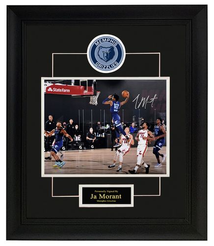 莫兰特亲笔签名照片 灰熊队新秀 裱框收藏 带证书