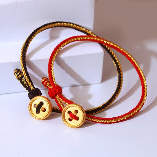 金贝珠宝 黄金纽扣手绳 足金3d硬金扭转乾坤手串 gyjs421401(牛转乾坤