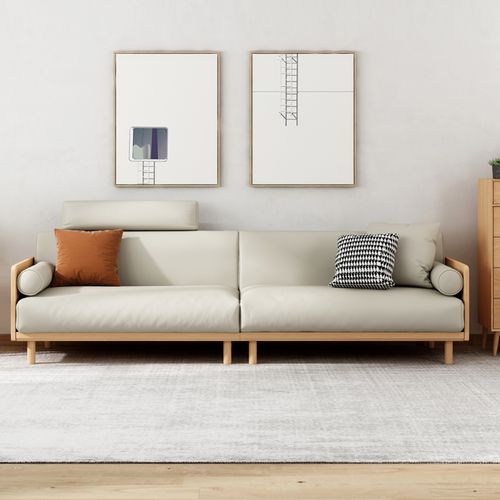 科技布沙发日式实木小户型客厅家具直排三人北欧风格沙发简约现代