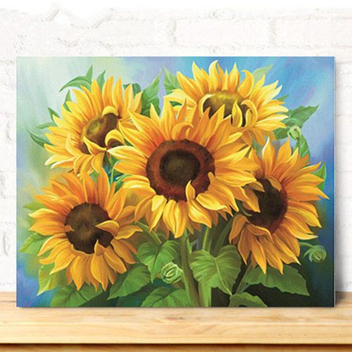 油画向日葵简约现代客厅十字绣2020新款线绣餐厅植物