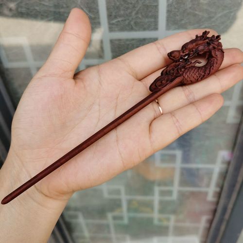 雷击枣木龙头发簪古风盘发道士木簪中国风古代手工现代法器用品