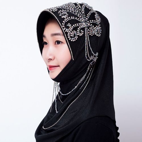 新款纱巾女回族盖头穆斯林头巾回民方便套头硬帽檐穆丝林礼拜帽子