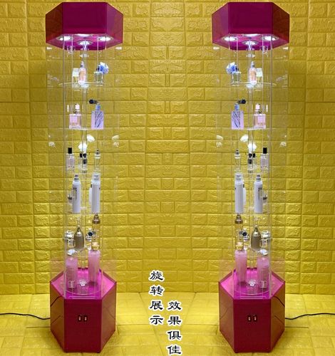 新款品珠宝玻璃香水展示柜旋转饰品展架产品手办亚克力首饰展柜台
