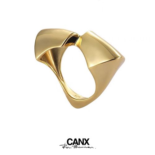 canx 猫一杯 沙丘系列 山脉金属风格戒指小众原创设计情侣对戒金