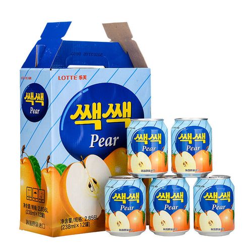 韩国进口饮料 lotte乐天梨汁238ml 夏日果味梨子汁整箱批 发